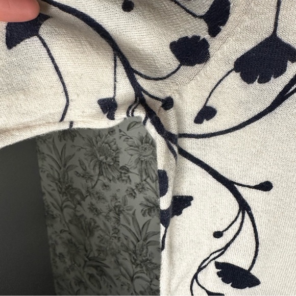 Ann Taylor Ivory and Navy Vine Cardigan - Picture 6 of 11
